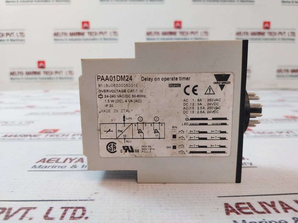 Carlo Gavazzi Paa01Dm24 Delay On Operate Timer 24-240 Vac/Dc 50-60Hz  