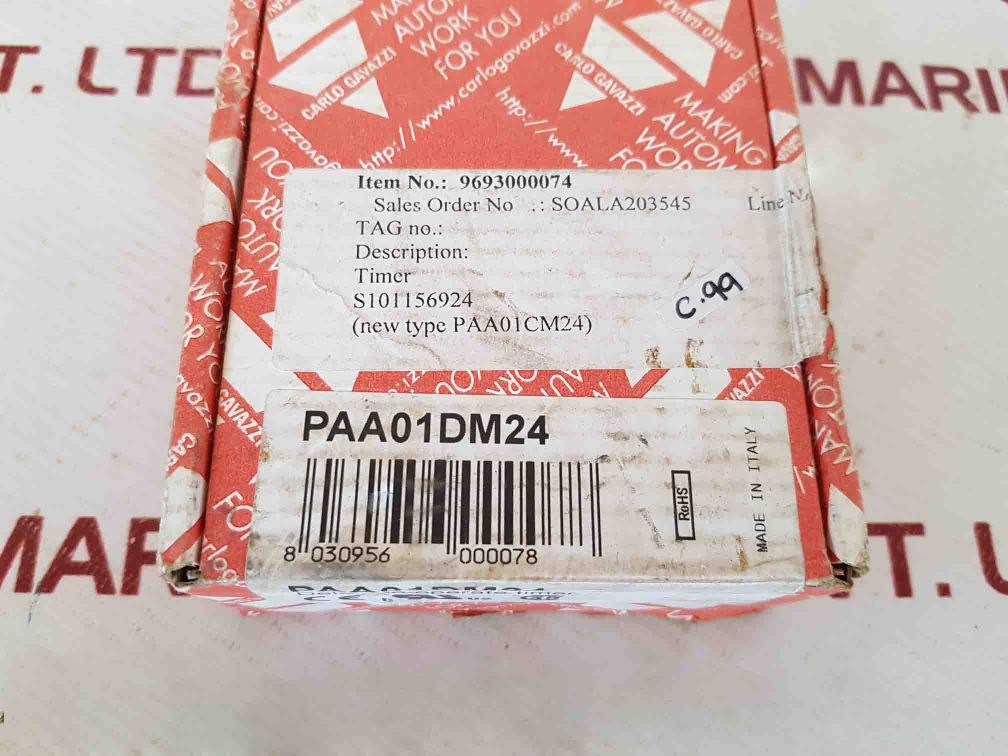 Carlo Gavazzi Paa01Dm24 Delay On Operate Timer 24-240 Vac/Dc 50-60Hz