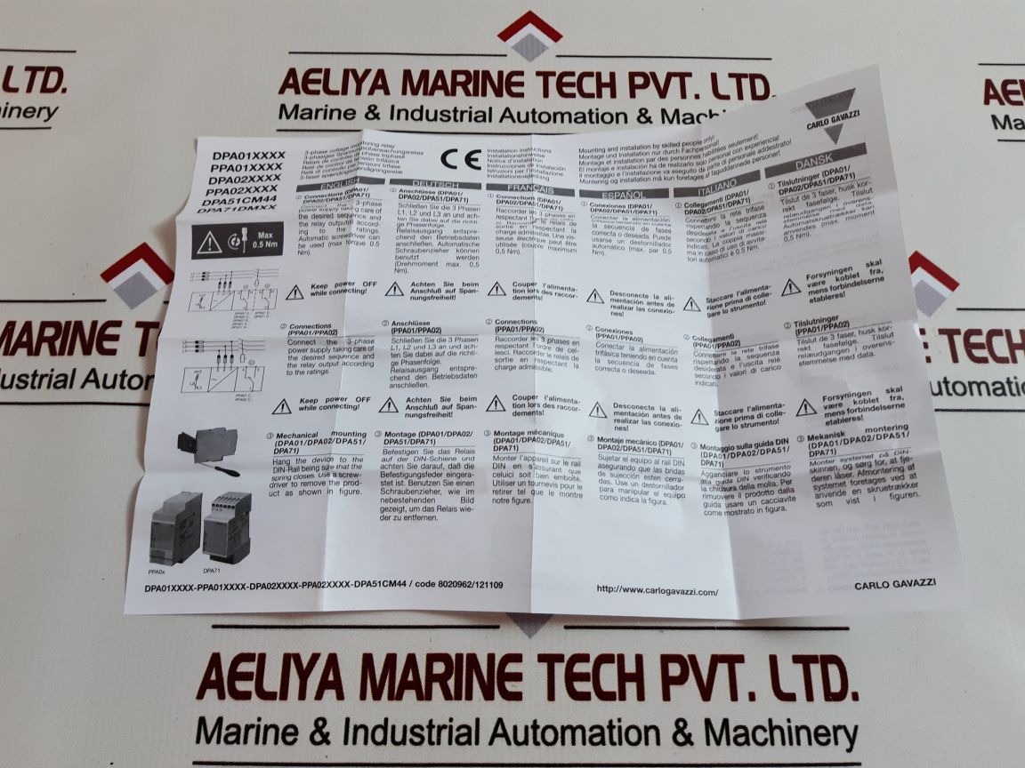 Carlo Gavazzi Ppa01Cm44 3-phase Monitoring Relay