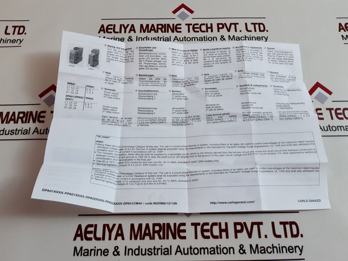 Carlo Gavazzi Ppa01Cm44 3-phase Monitoring Relay
