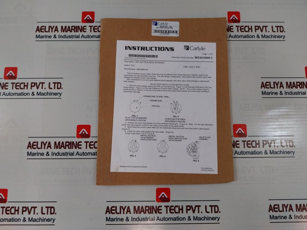 Carlyle 06Ea660104 Suction Valve Plate Gasket Kit