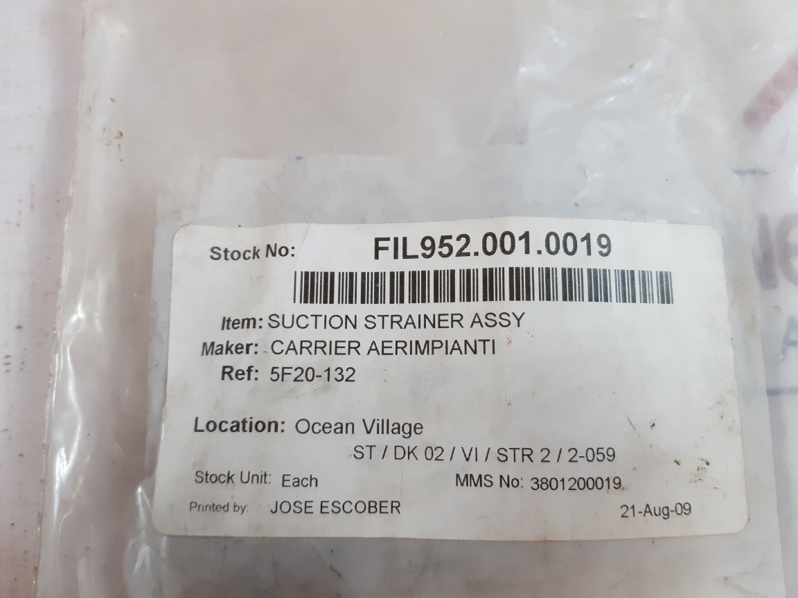 Carrier 5F20-132 Suction Strainer