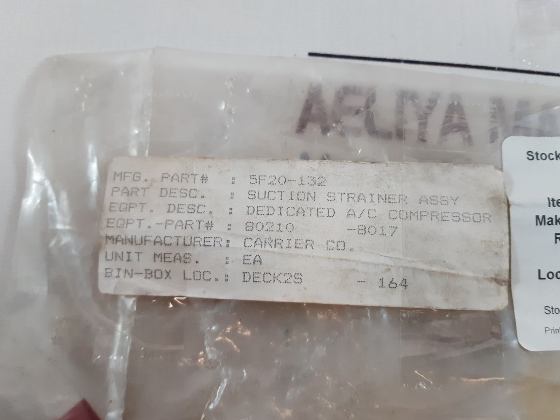 Carrier 5F20-132 Suction Strainer