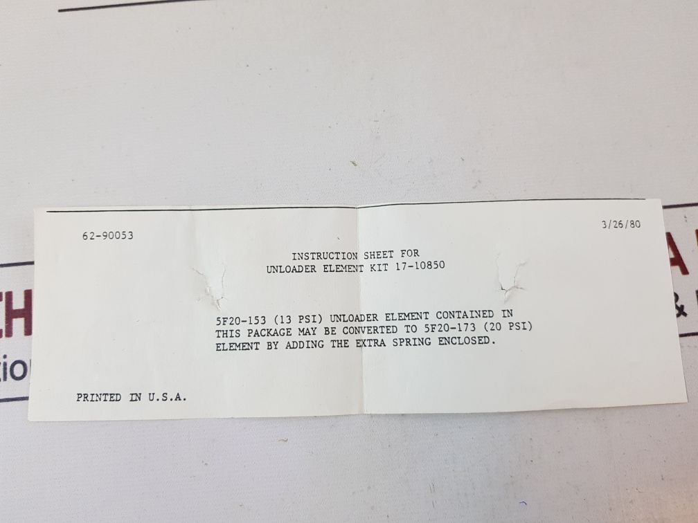 Carrier 5F20-153 Unloader Power Element 17-10850