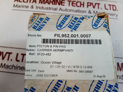 Carrier 5F20 482 Piston & Pin Pkg