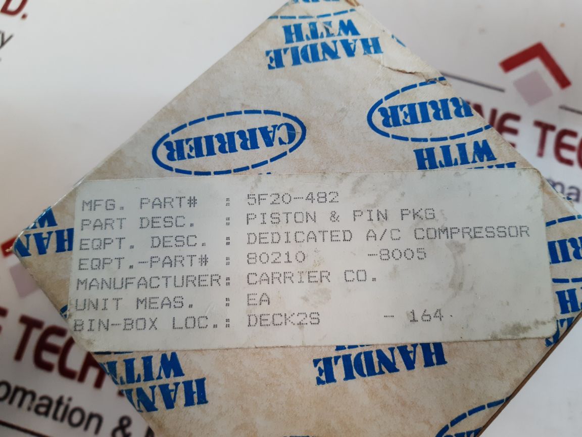 Carrier 5F20 482 Piston & Pin Pkg