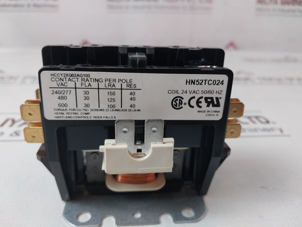 Carrier Hn52Tc024 Contactor Hccy2Xq02Ag103 Coil 24Vac 50/60 Hz