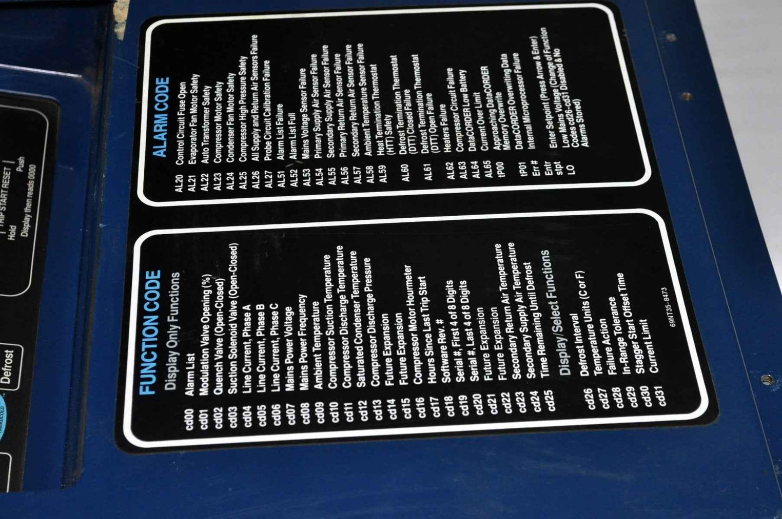 Carrier Transicold Nt41-598-5 Alarm Panel