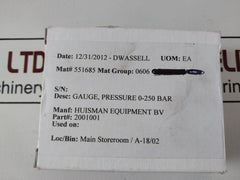 Huisman Casli En 837-1 Pressure Gauge 2001001 0-250 Bar