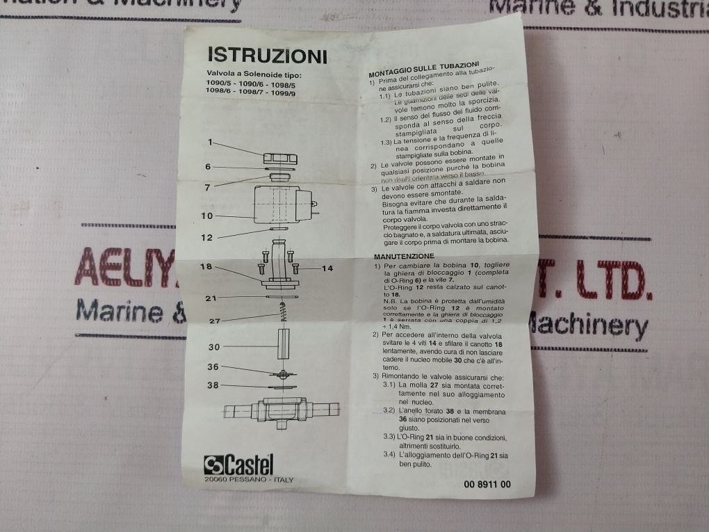 Castel 1098/7 Solenoid Valve Ps 45 Bar