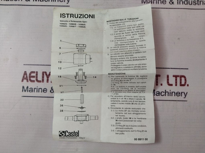 Castel 1098/7 Solenoid Valve Ps 45 Bar