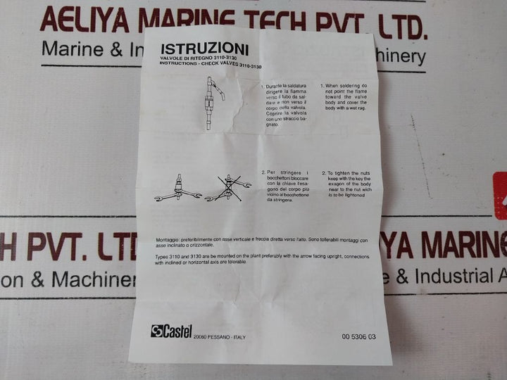 Castel 3110/3 Check Valve