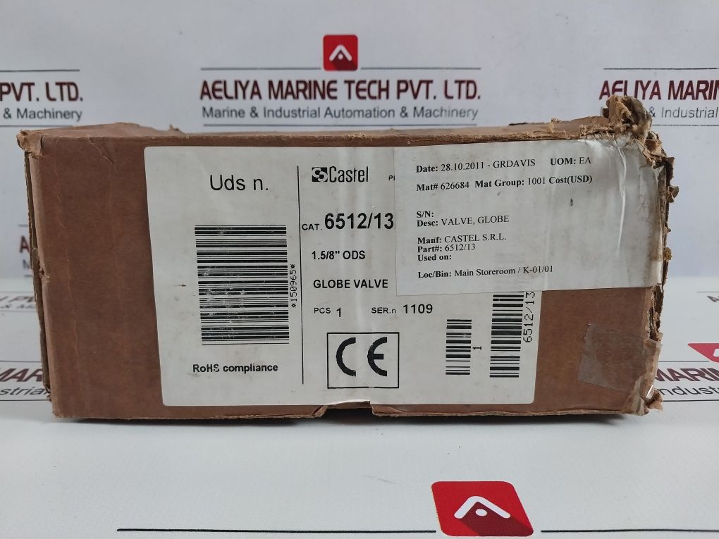 Castel 6512/13 1.5/8”Ods Globe Valve