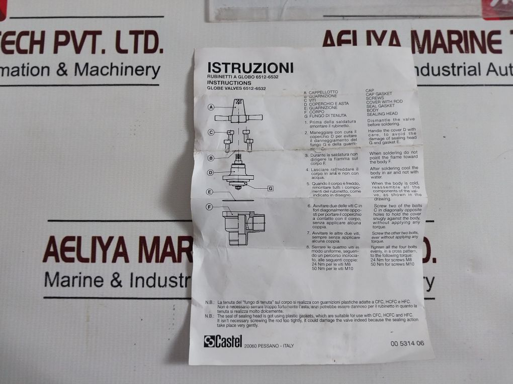 Castel 6512/13 1.5/8”Ods Globe Valve