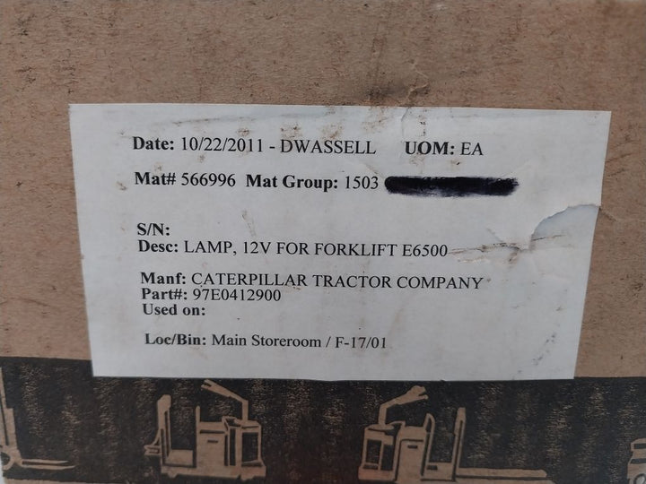 Caterpillar 97E0412900 Lamp 12V For Forklift E6500

