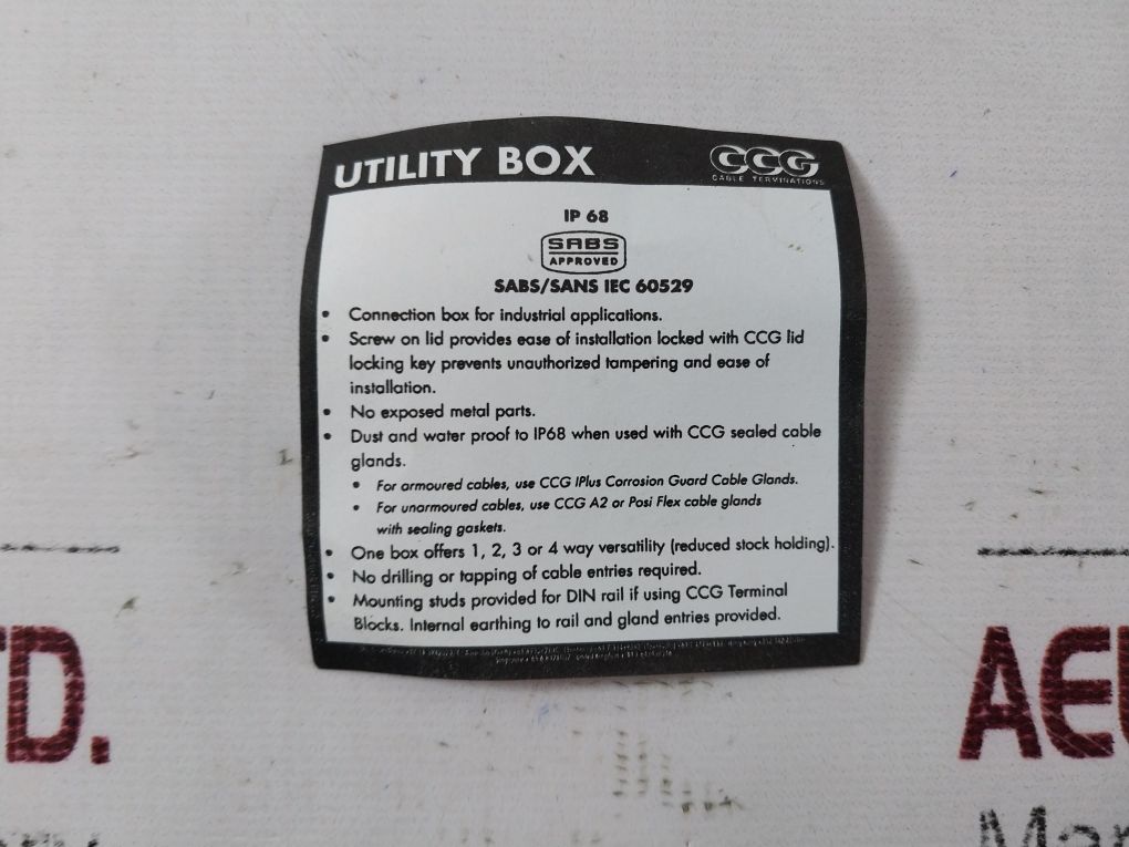 Ccg Ip68 Cable Terminations Junction Box 158X73Mm 4X25Mm