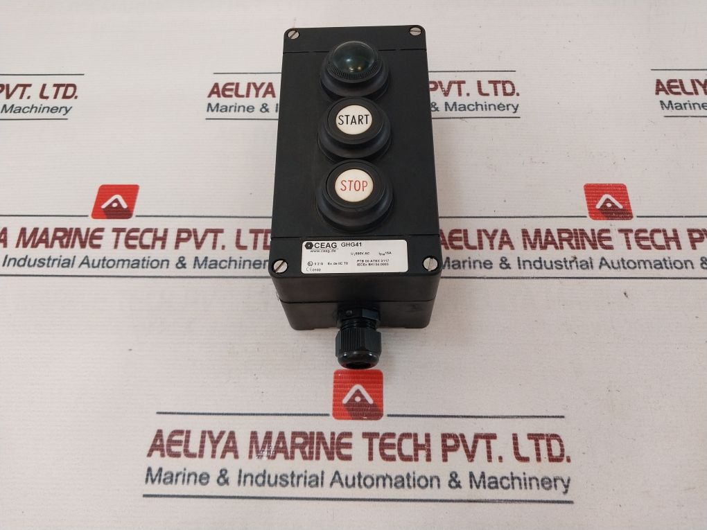 Ceag Ghg41 Start Stop Push Button Station With Green Lens Over Pilot Light