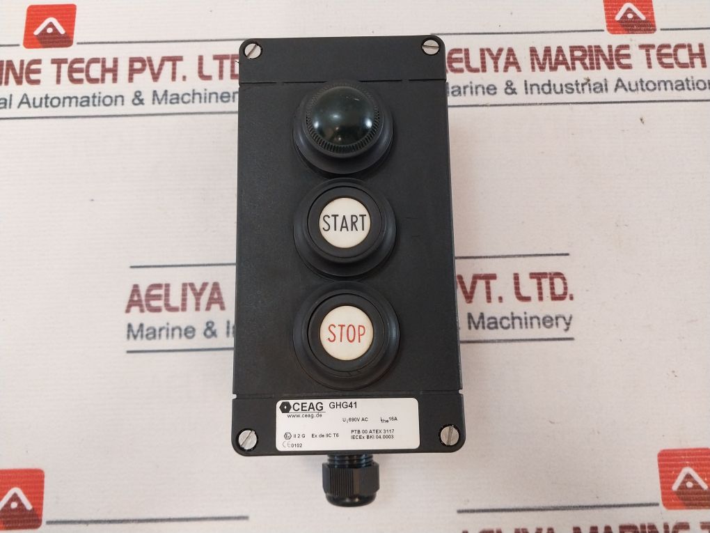 Ceag Ghg41 Start Stop Push Button Station With Green Lens Over Pilot Light