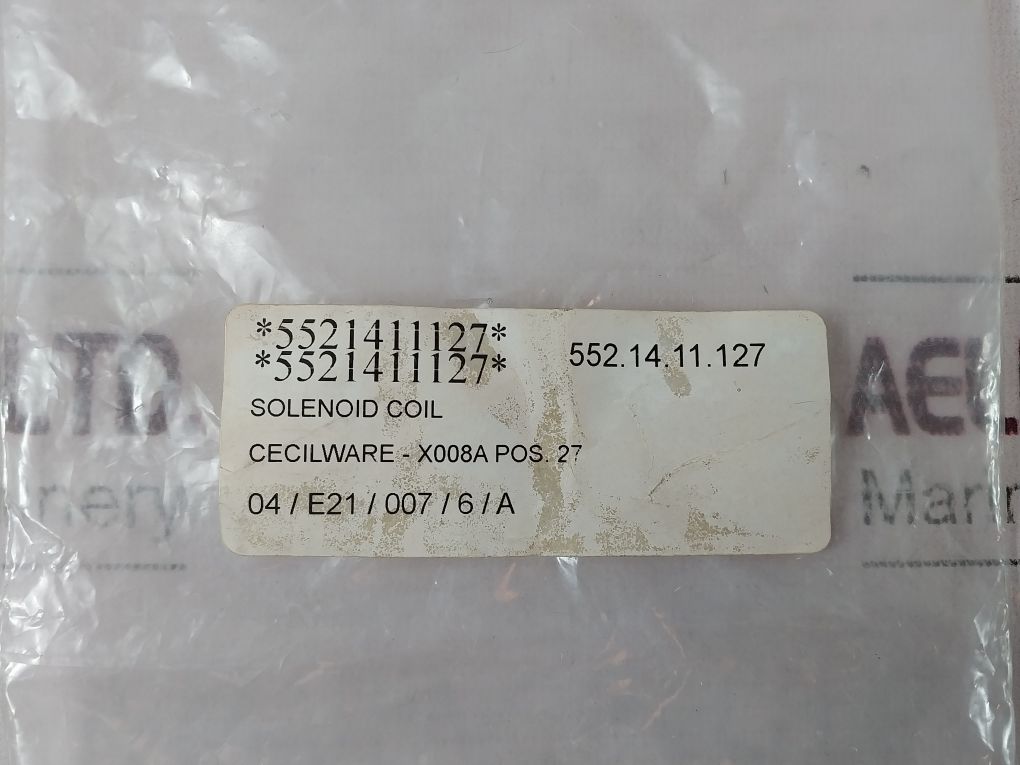 Cecilware X008A Pos.27 Solenoid Coil 552.14.11.127, K-12930-84, 120V 50/60Hz