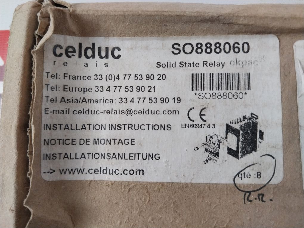 Celduc Okpac So888060 Solid State Relay 24-690Vac 95A