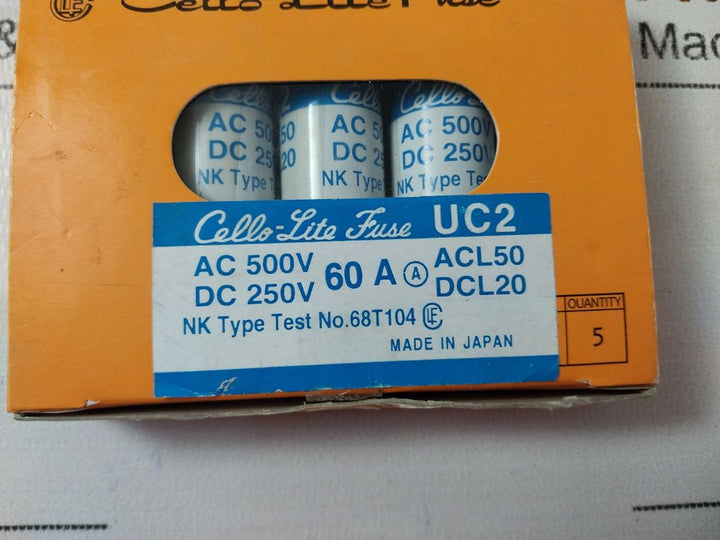 Lot Of 5X Cello-lite Fuse 68T104 Uc2 Dc 250V 60A