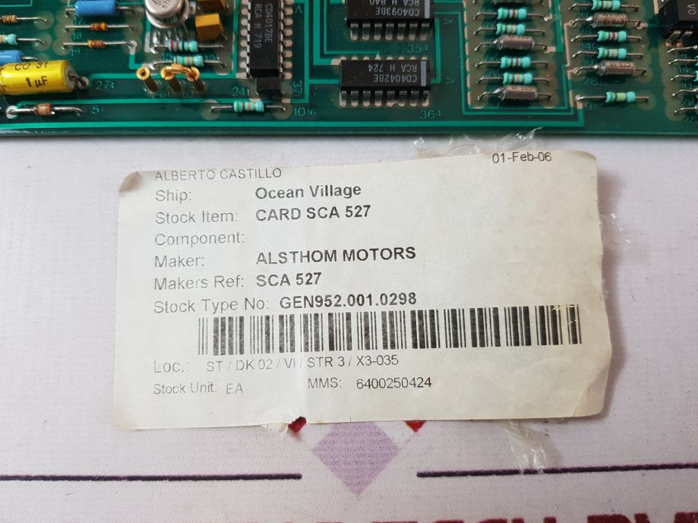 Cgee Alsthom 50-723527 B Card Sca 527