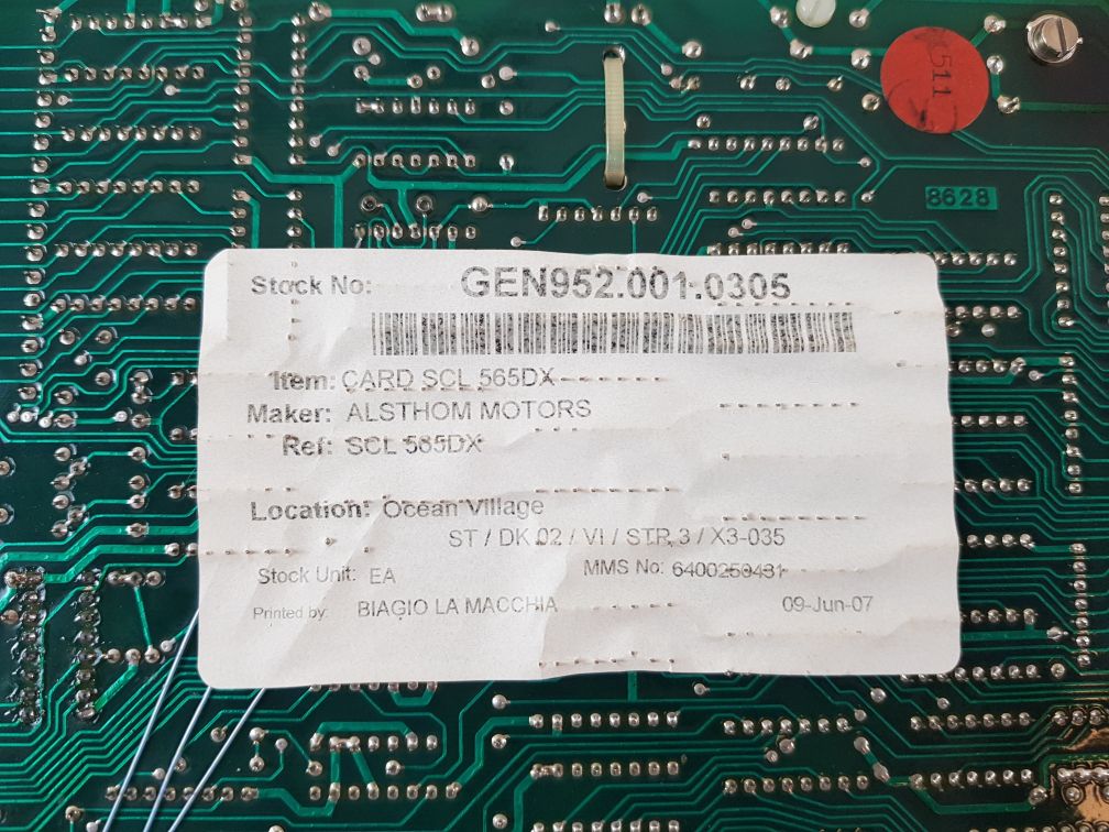 Cgee alsthom 50.724637 b pcb card gen952.001.0305