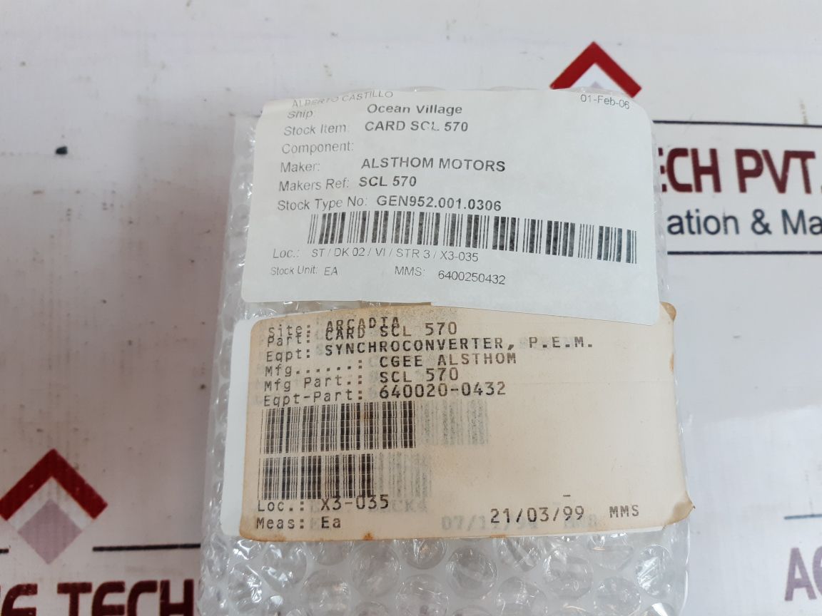 Cgee Alsthom 640020-0432 Card Scl570