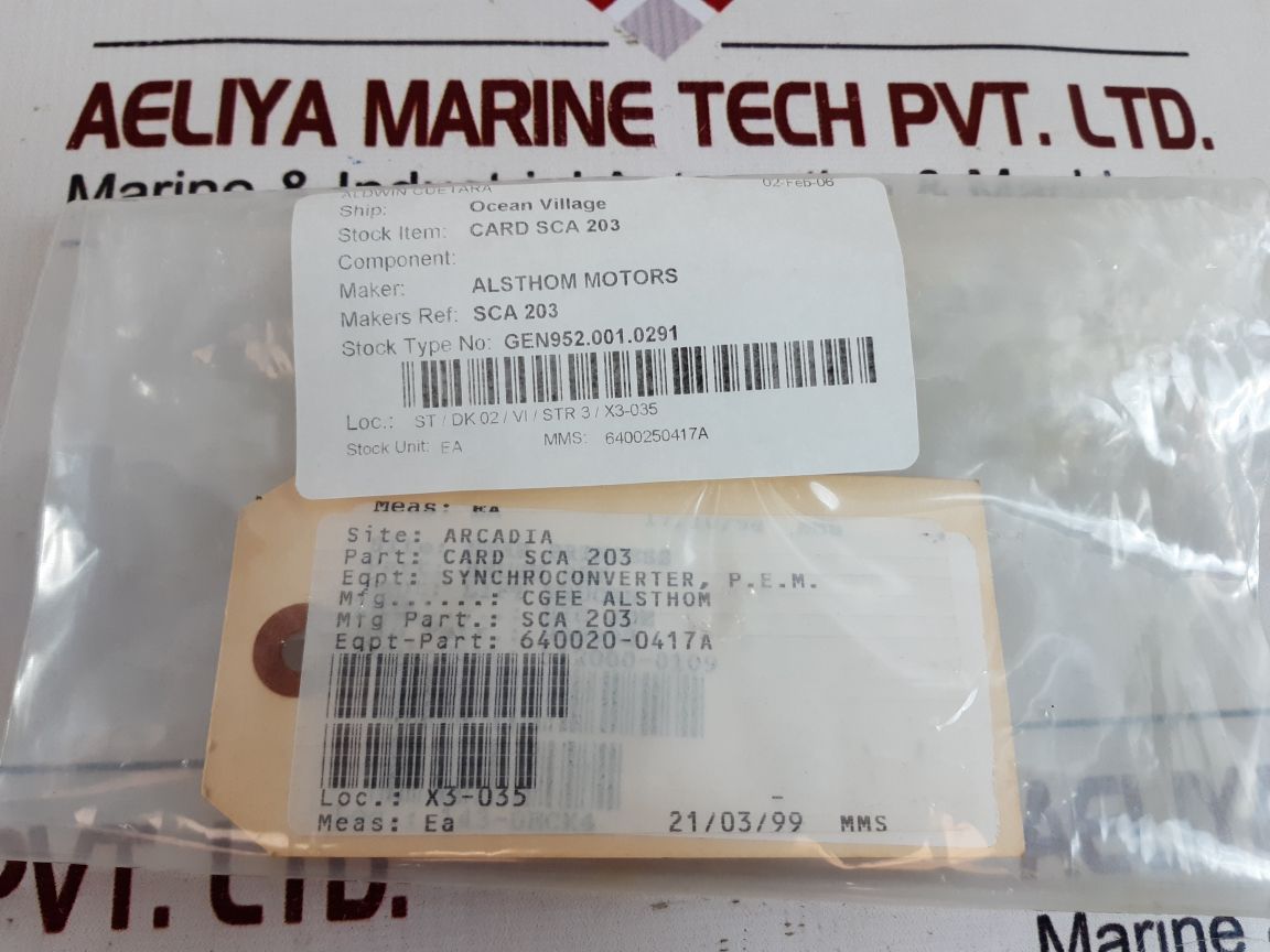 Cgee Alsthom Dei Gen952.001.0291 Card Sca 203
