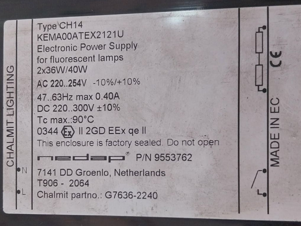 Chalmit Ch14 Electronic Power Supply For Fluorescent Lamps 9553762
