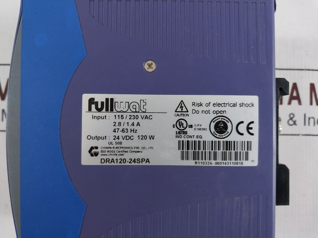 Chinfa Electronics Dra120-24Spa Power Supply 115/230Vac 2.8/1.4A