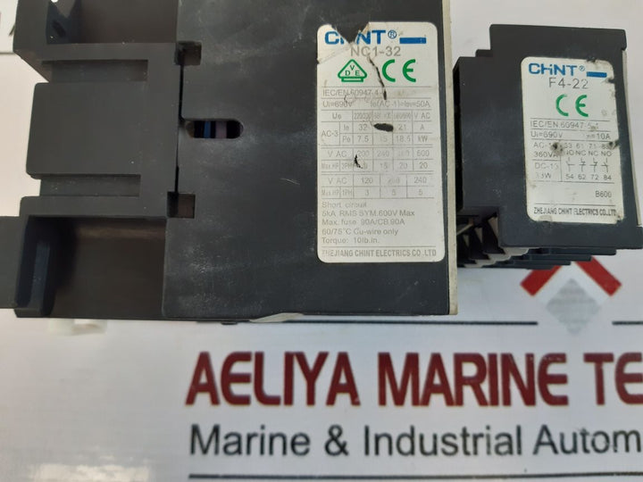 Chint Nc1-32 Contactor With F4-22 Auxiliary Contact