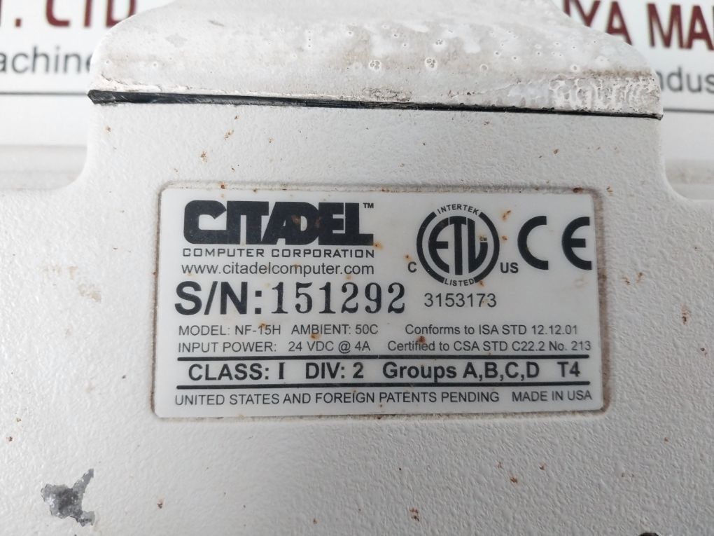 Citadel Netforce Nf-15H Rugged Industrial Computer Display Panel