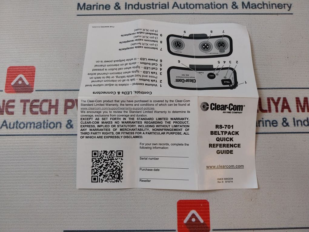 Clear-com Rs-701 Single Channel Beltpack