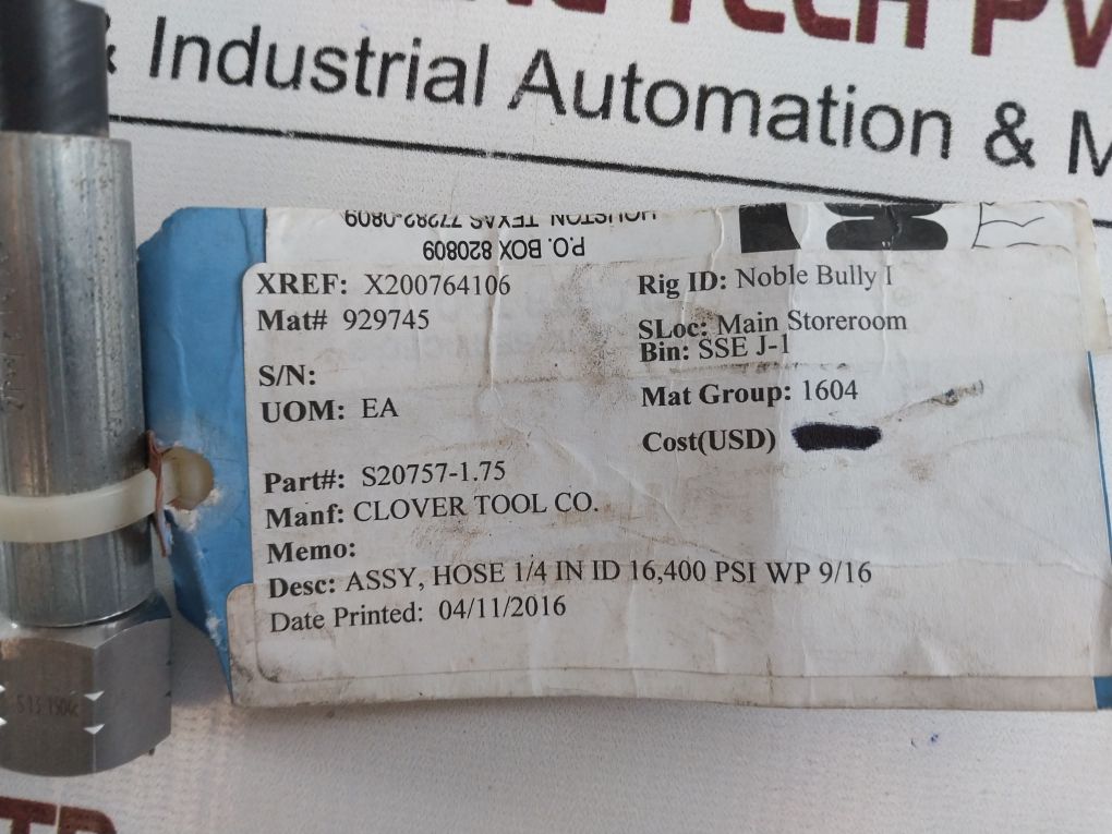 Lot of 2x Clover S20757-1.75 Hose Assy