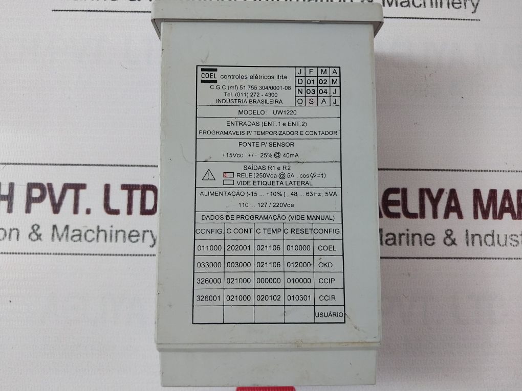 Coel Uw1220 Programmable Digital Timer And Counter 110…127/220Vca