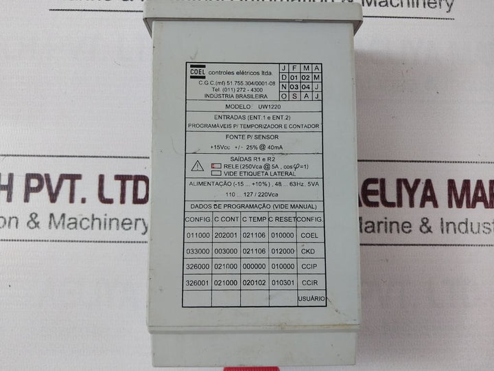 Coel Uw1220 Programmable Digital Timer And Counter 110…127/220Vca