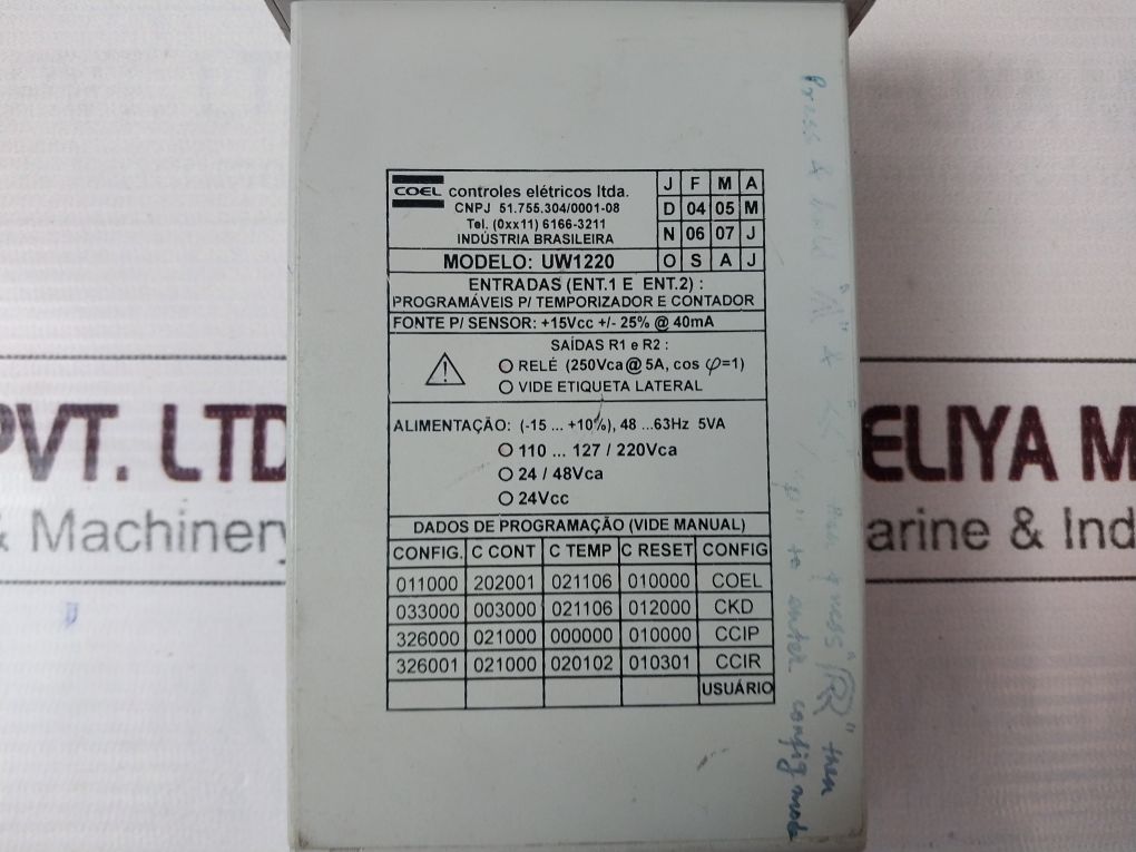Coel Uw1220 Timer And Counter Totalizer 110/220Vca
