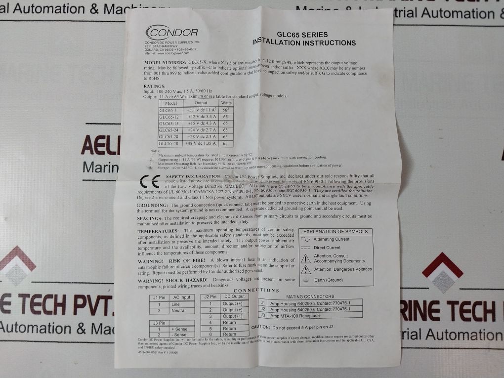 Condor Glc65-28 Dc Power Supply 02-34664-0003