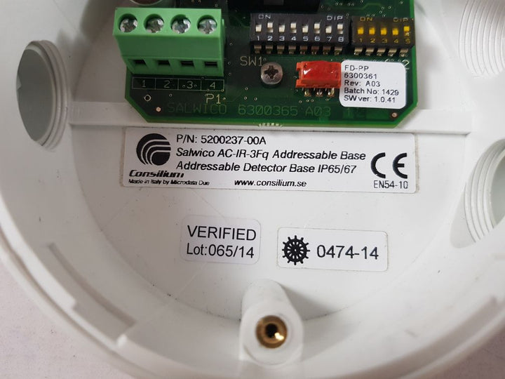 Consilium salwico ac-ir-3fq addressable detector base 5200237-00a rev: a03