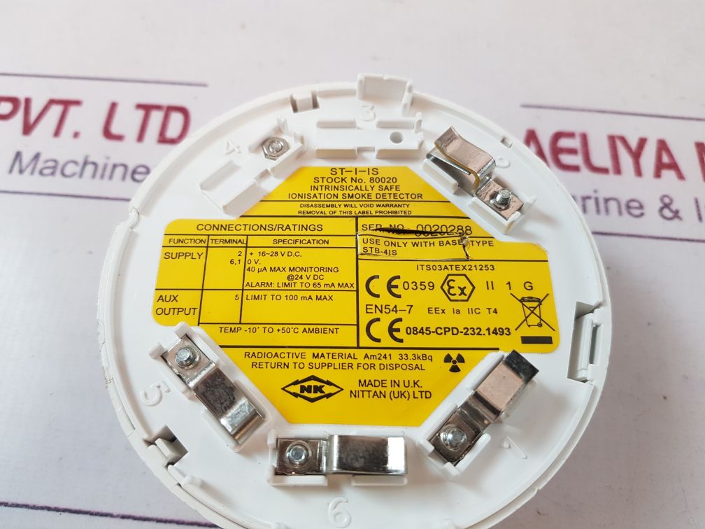 Nittan St-i-is Intrinsically Safe Ionisation Smoke Detector
