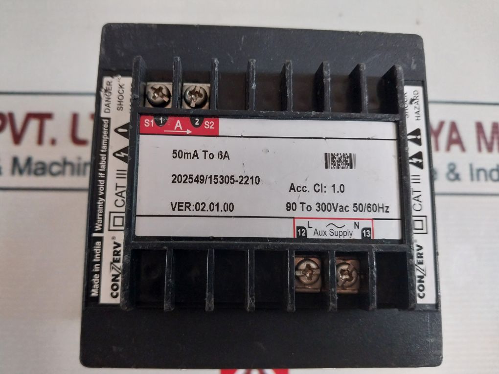 Conzerv Dm1110 Digital Panel Meter 90 To 300Vac 50/60Hz