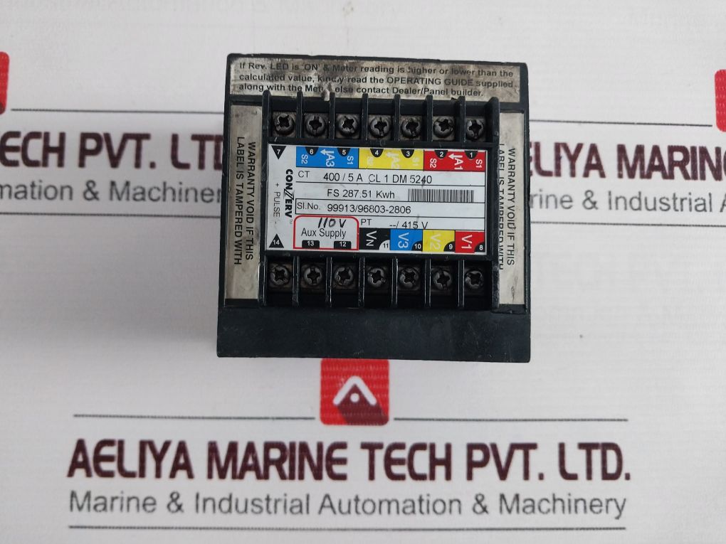 Conzerv Dm 5240 Energy Meter Ct 400/5 A Cl 1 Fs 287.51 Kwh