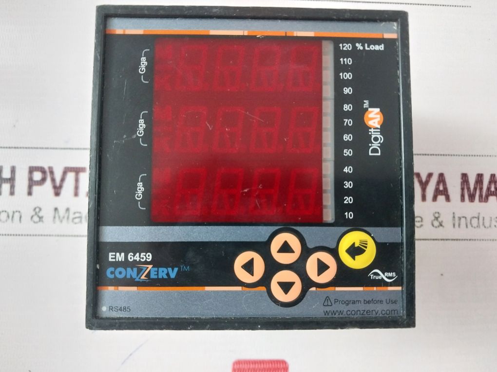 Conzerv Em6459 Power Meter 03.02.12 1Ph 80-600Vac 3 Line 4 Digit