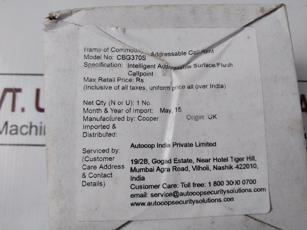 Cooper Cbg370S Fire System Intelligent Addressable Surface Callpoint En54-11