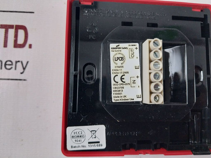 Cooper Cbg370S Fire System Intelligent Addressable Surface Callpoint En54-11