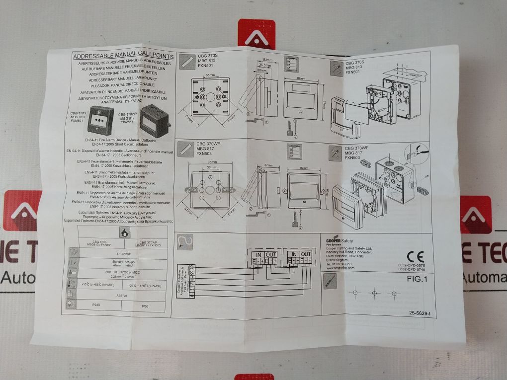 Cooper Cbg370Wp Addressable Call Point Weatherproof