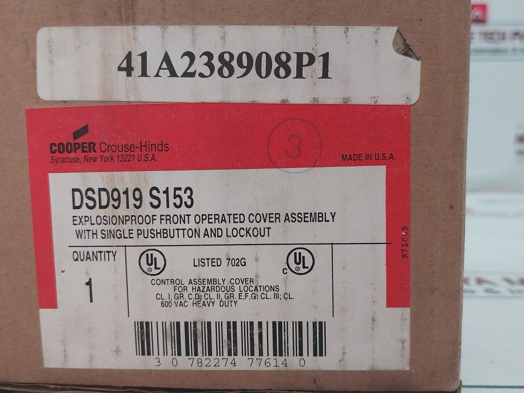 Cooper Dsd919 S153 Explosionproof Cover With Pushbutton And Lockout