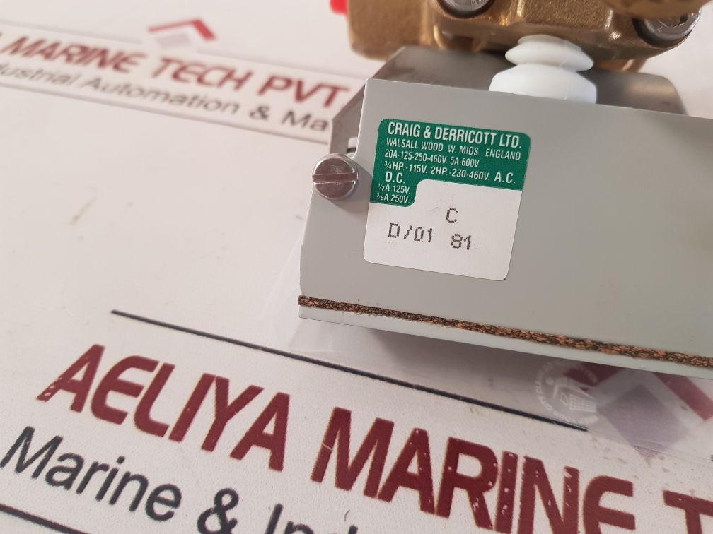 Craig & Derricott 20A-125-250-460V Limit Switch With Dab Valve