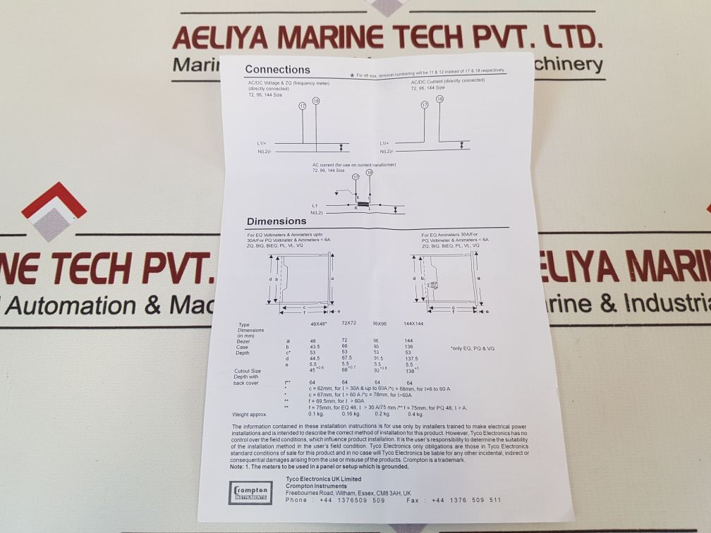 Crompton 039-90252-0000 Ammeter